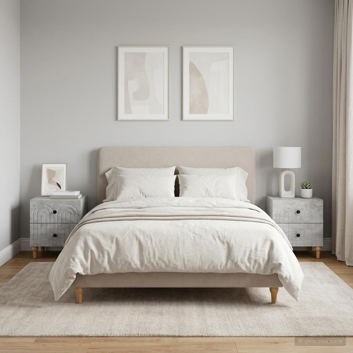 vidaXL Bedside Cabinet 2 pcs Concrete Grey 43 x 34.5 x 48 cm 1