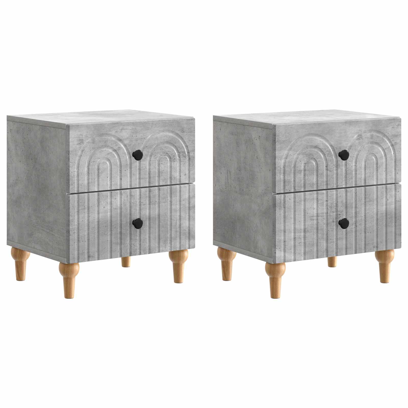 vidaXL Bedside Cabinet 2 pcs Concrete Grey 43 x 34.5 x 48 cm 2