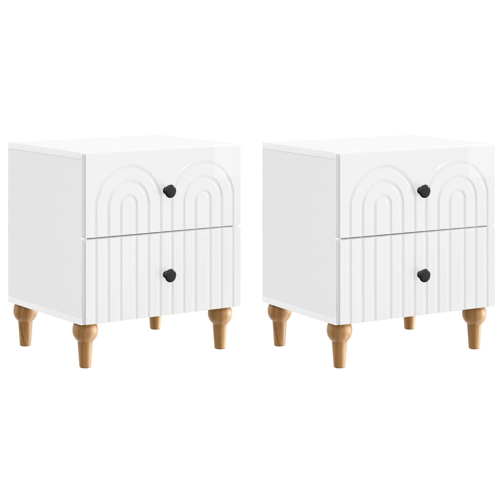 vidaXL Bedside Cabinet 2 pcs High Gloss White 43 x 34.5 x 48 cm 2