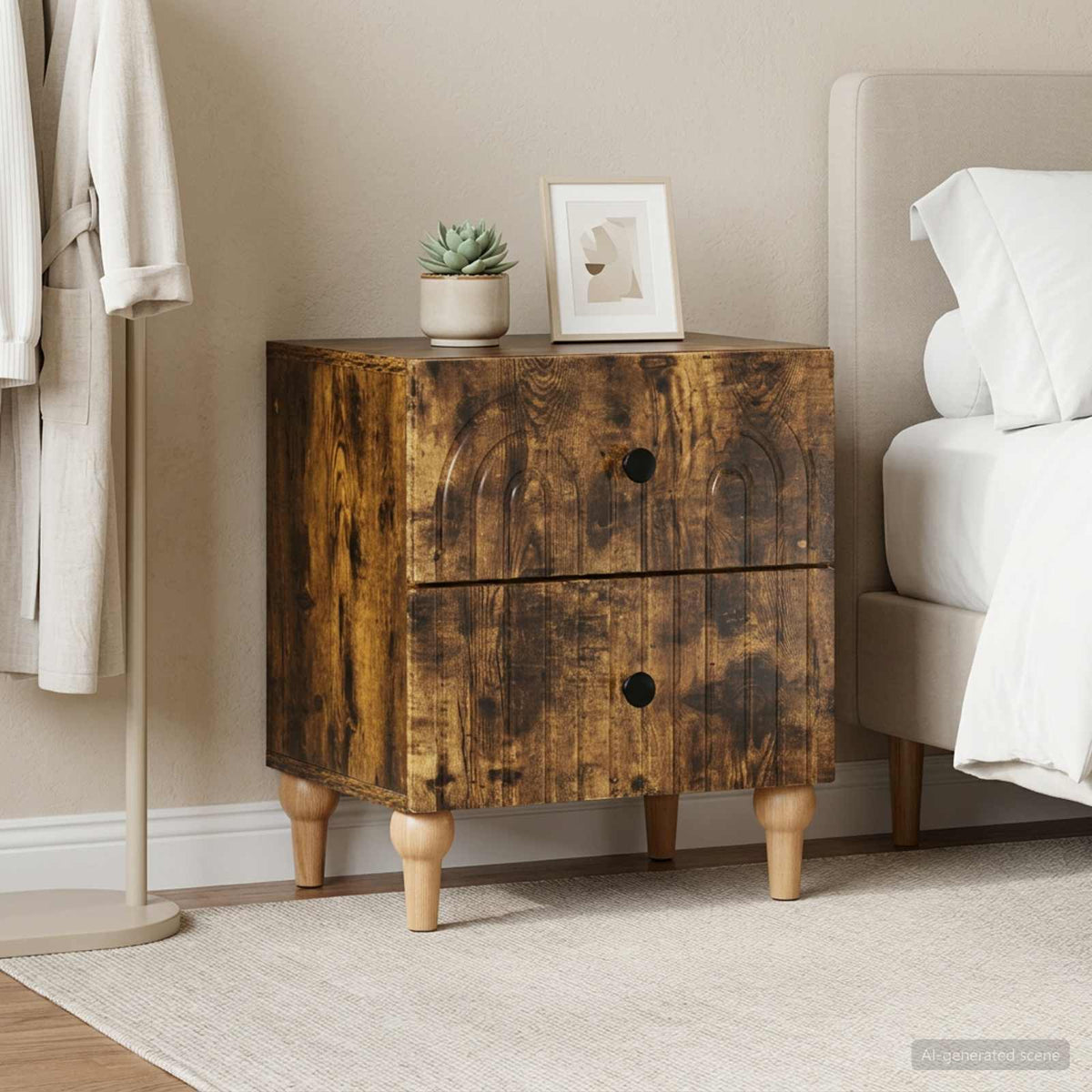 vidaXL Bedside Cabinet 2 pcs Smoked Oak 43 x 34.5 x 48 cm 1
