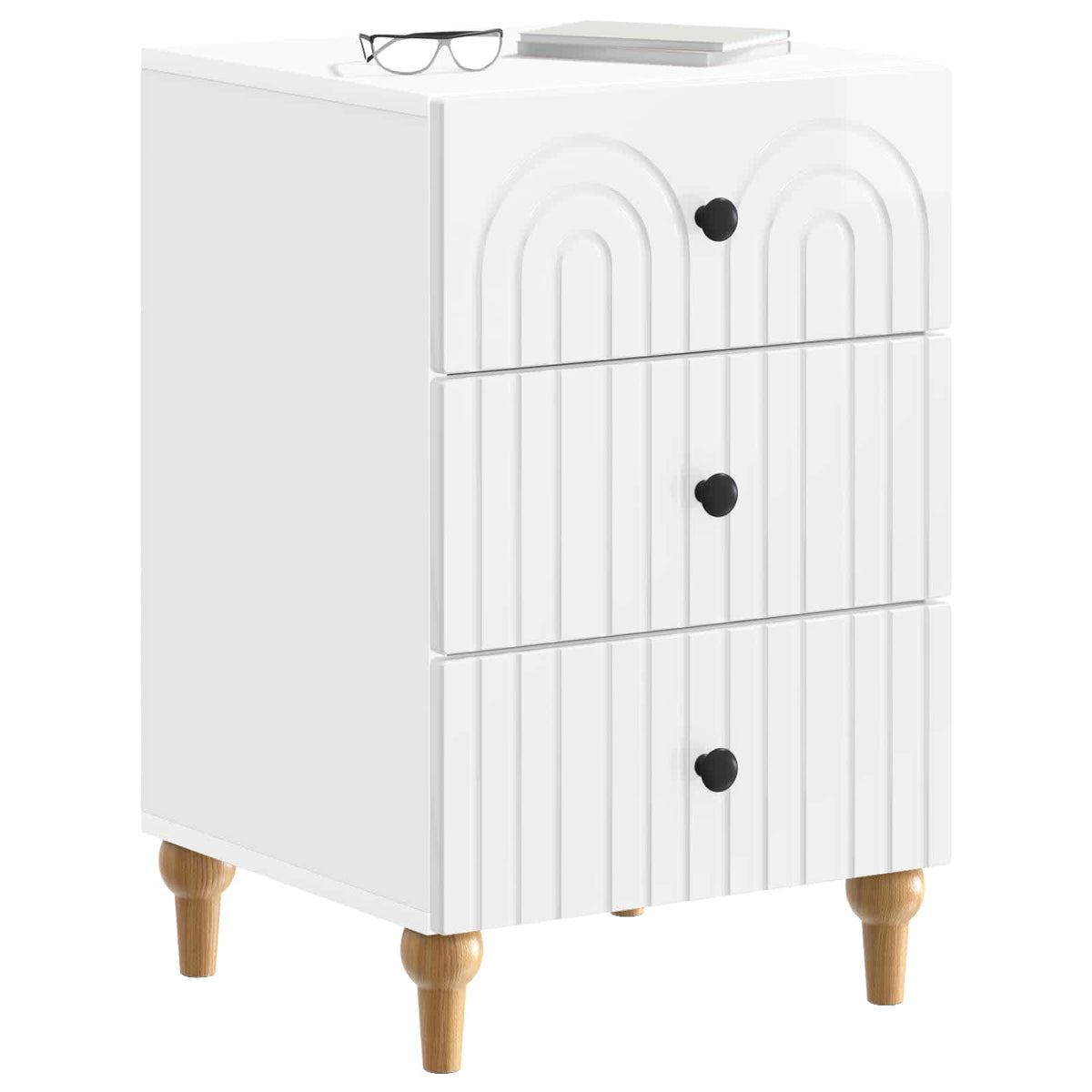vidaXL Bedside Cabinet with Drawer High Gloss White 43x 41 x 66.5 cm 3