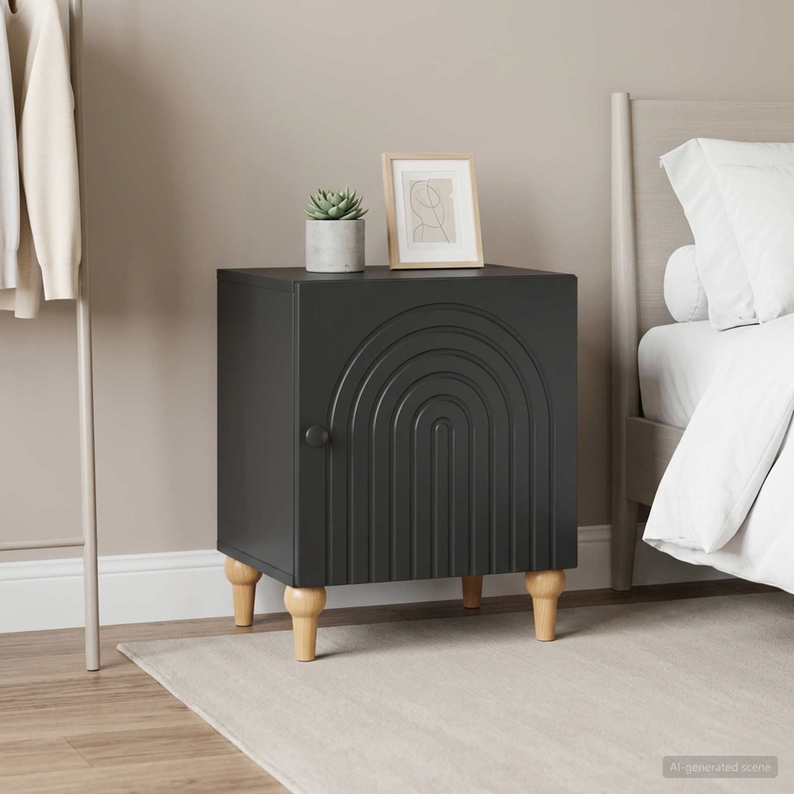 vidaXL Bedside Cabinet 2 pcs Black 43 x 34.5 x 50 cm Engineered Wood 1