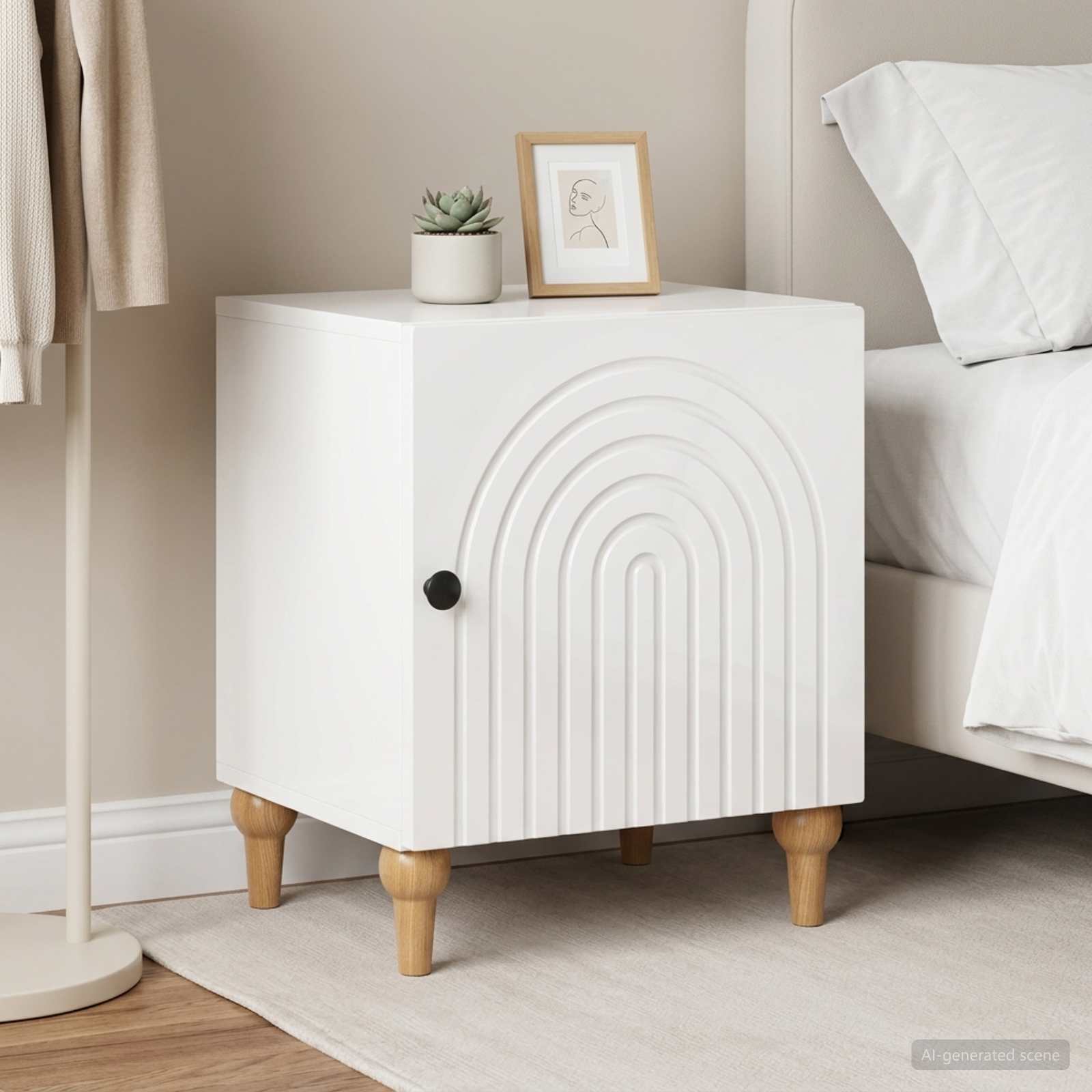 vidaXL Bedside Cabinet 2 pcs High Gloss White 43 x 34.5 x 50 cm 1