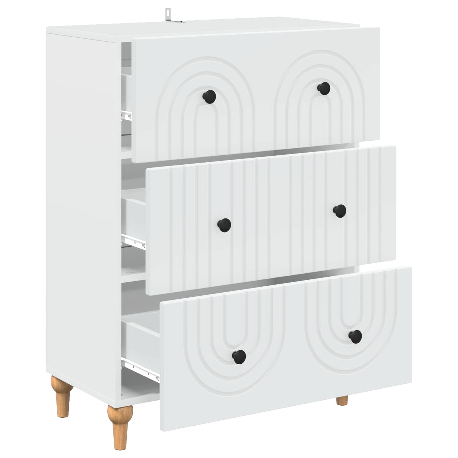 vidaXL Drawer Cabinet White 66 x 34.5 x 90 cm Engineered Wood 5
