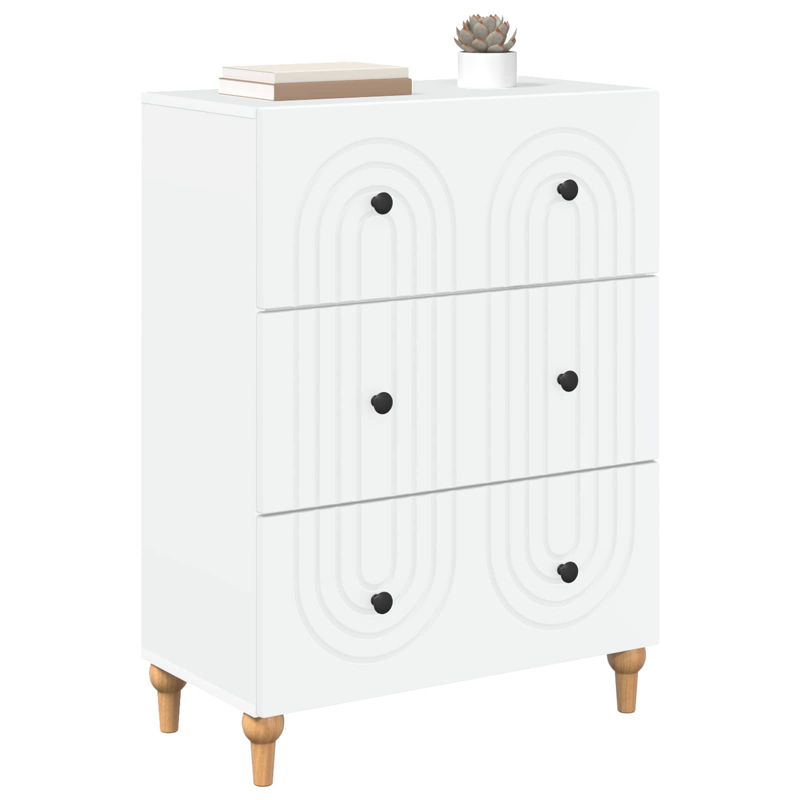 vidaXL Drawer Cabinet White 66 x 34.5 x 90 cm Engineered Wood 3