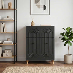 Drawer Cabinet Black Engineered Wood