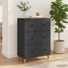 Drawer Cabinet Black Engineered Wood, image 4