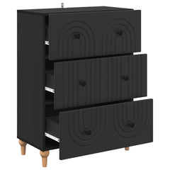 Drawer Cabinet Black Engineered Wood, image 5