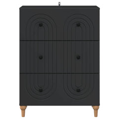 Drawer Cabinet Black Engineered Wood, image 6