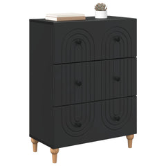 Drawer Cabinet Black Engineered Wood, image 3