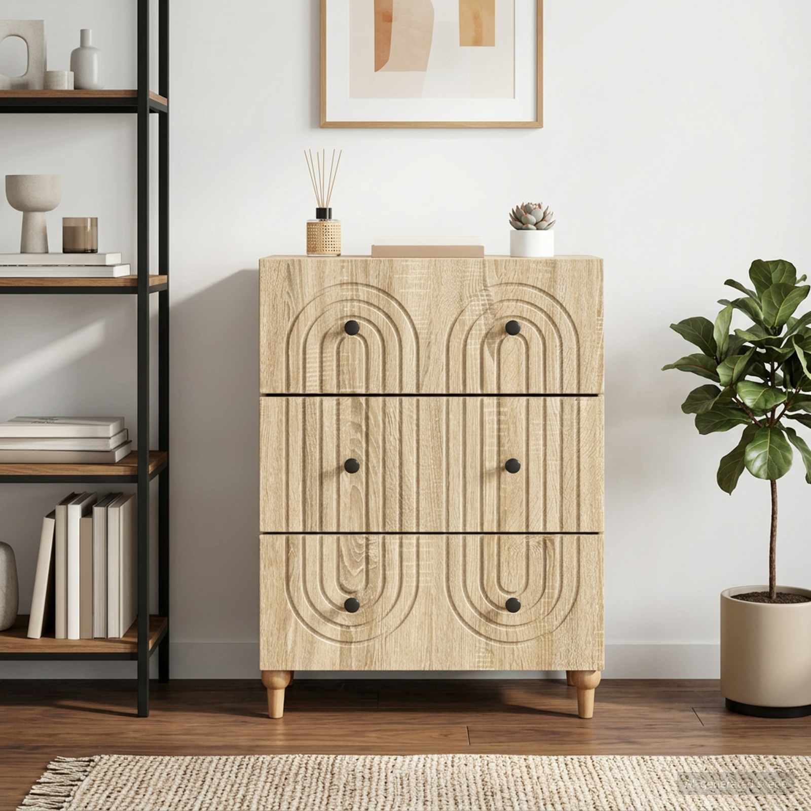 vidaXL Drawer Cabinet Sonoma Oak 66 x 34.5 x 90 cm Engineered Wood 1