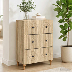 vidaXL Drawer Cabinet Sonoma Oak 66 x 34.5 x 90 cm Engineered Wood 4