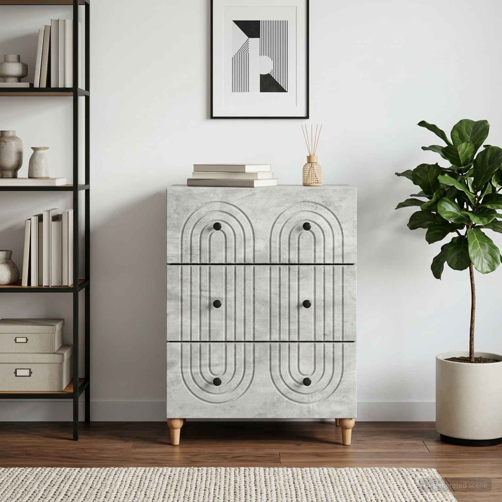 vidaXL Drawer Cabinet Concrete Grey 66 x 34.5 x 90 cm Engineered Wood 1