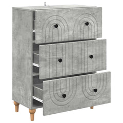vidaXL Drawer Cabinet Concrete Grey 66 x 34.5 x 90 cm Engineered Wood 5