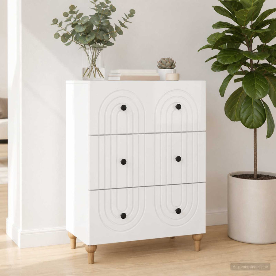 vidaXL Drawer Cabinet High Gloss White 66 x 34.5 x 90 cm 1