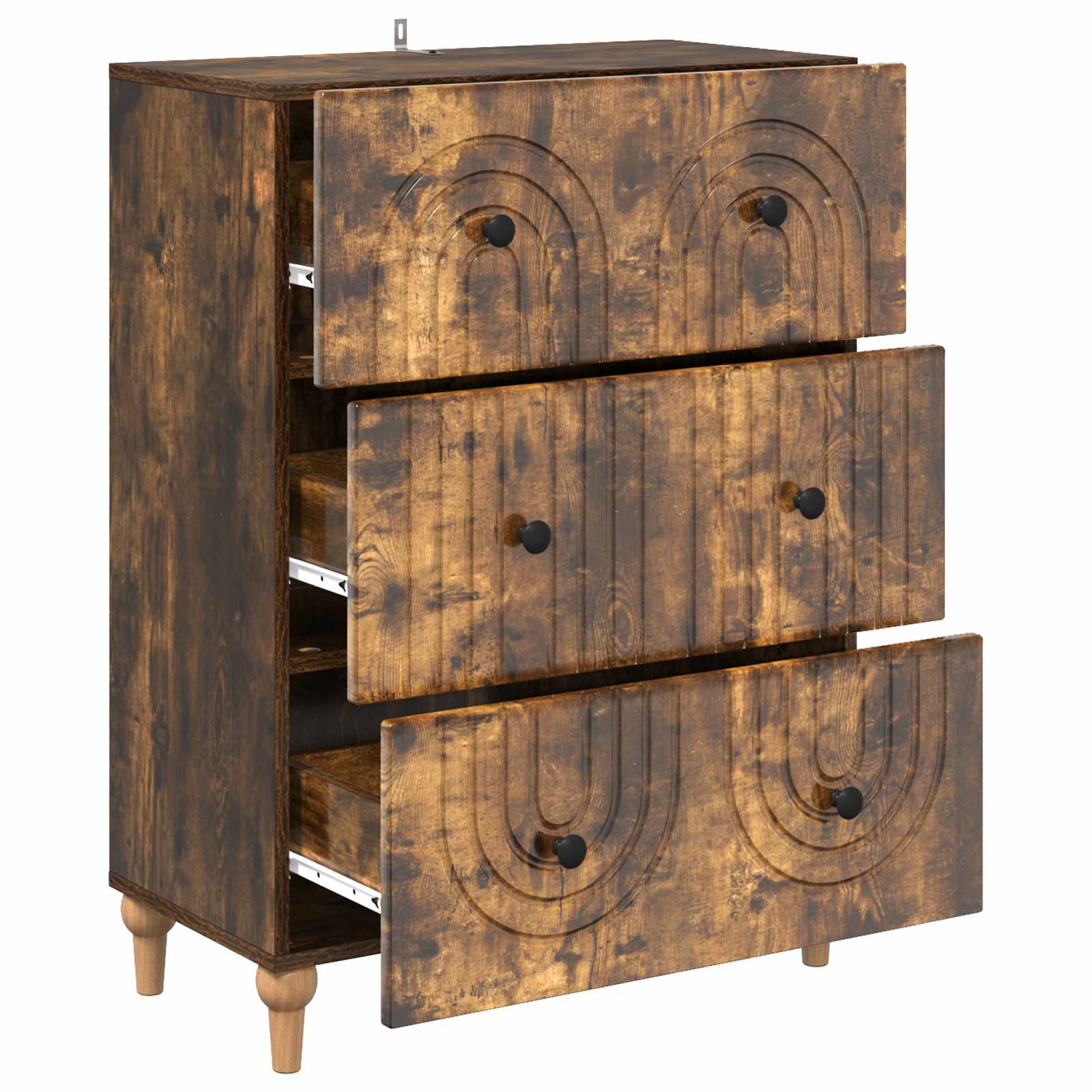vidaXL Drawer Cabinet Smoked Oak 66 x 34.5 x 90 cm Engineered Wood 5