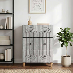vidaXL Drawer Cabinet Grey Sonoma 66 x 34.5 x 90 cm Engineered Wood 1