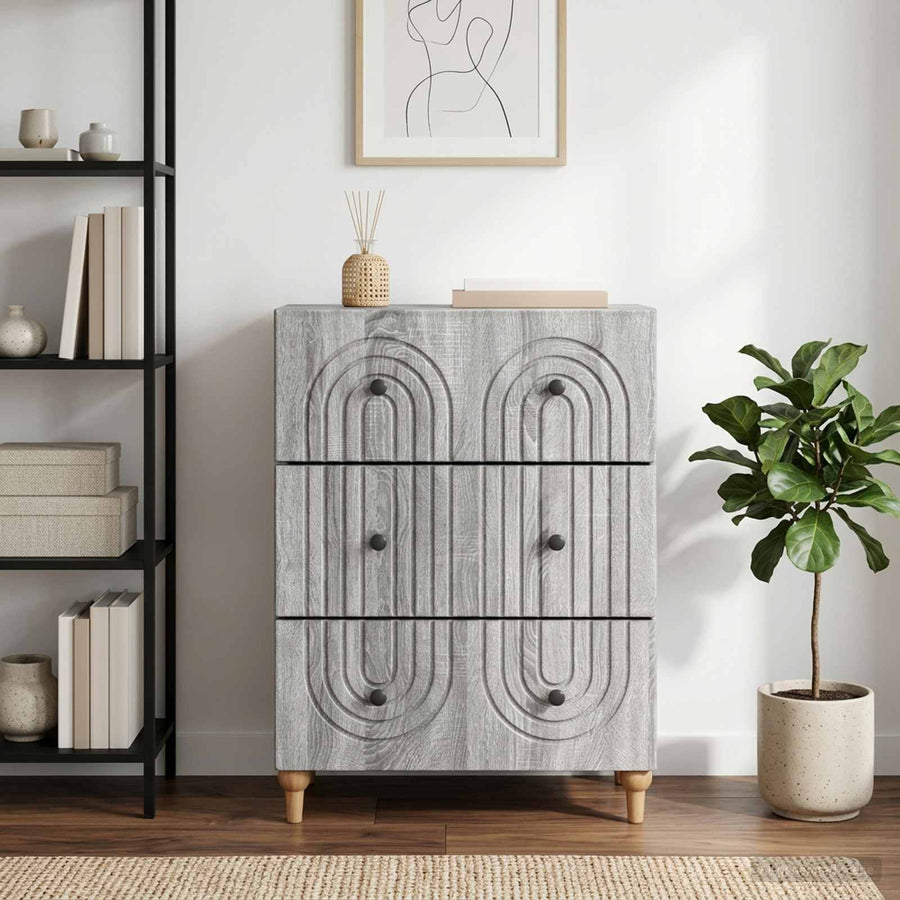 vidaXL Drawer Cabinet Grey Sonoma 66 x 34.5 x 90 cm Engineered Wood 1