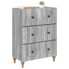 vidaXL Drawer Cabinet Grey Sonoma 66 x 34.5 x 90 cm Engineered Wood 3
