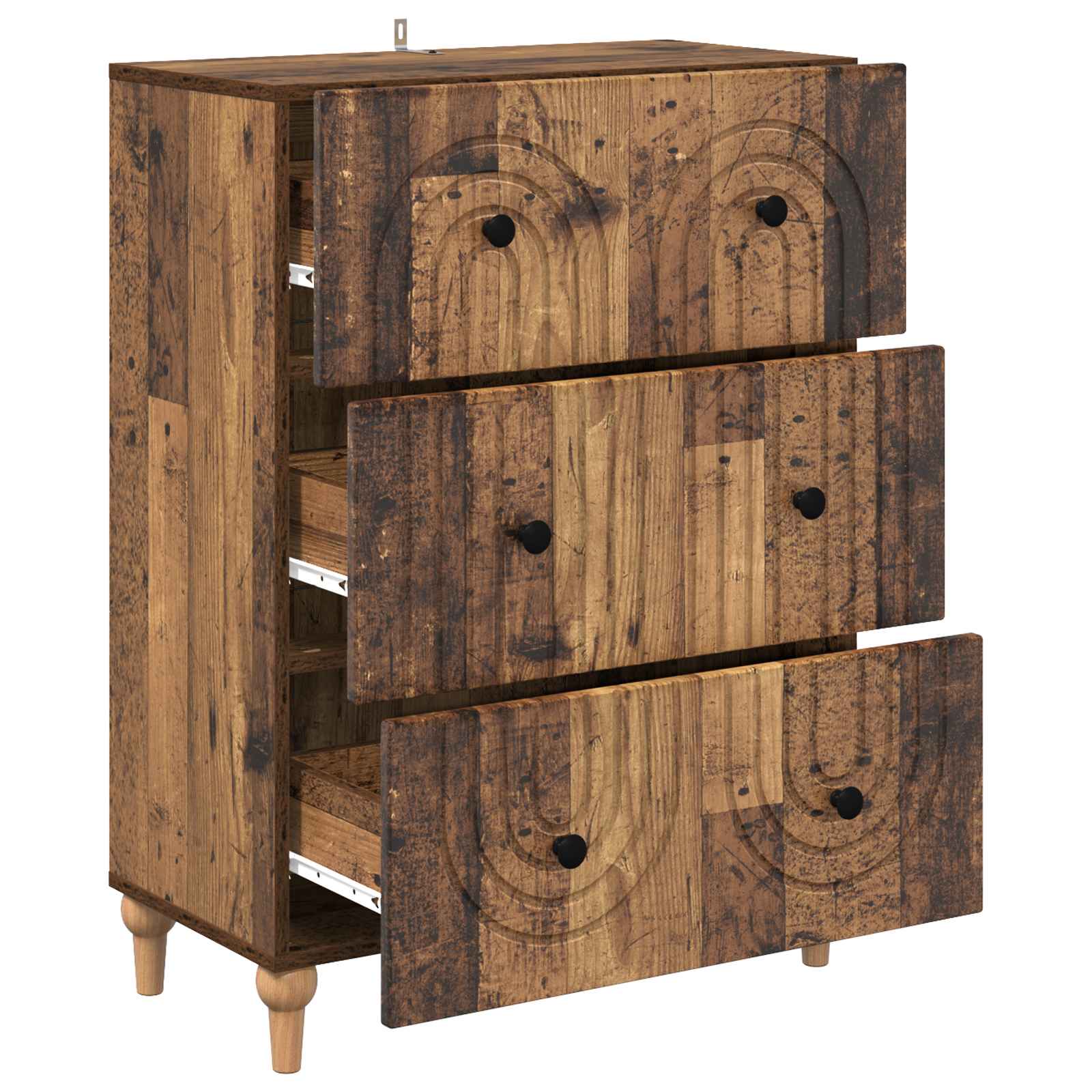 vidaXL Drawer Cabinet Old Wood 66 x 34.5 x 90 cm Engineered Wood 5