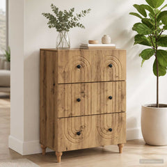 vidaXL Drawer Cabinet 66 x 34.5 x 90 cm Engineered Wood Artisan Oak 4