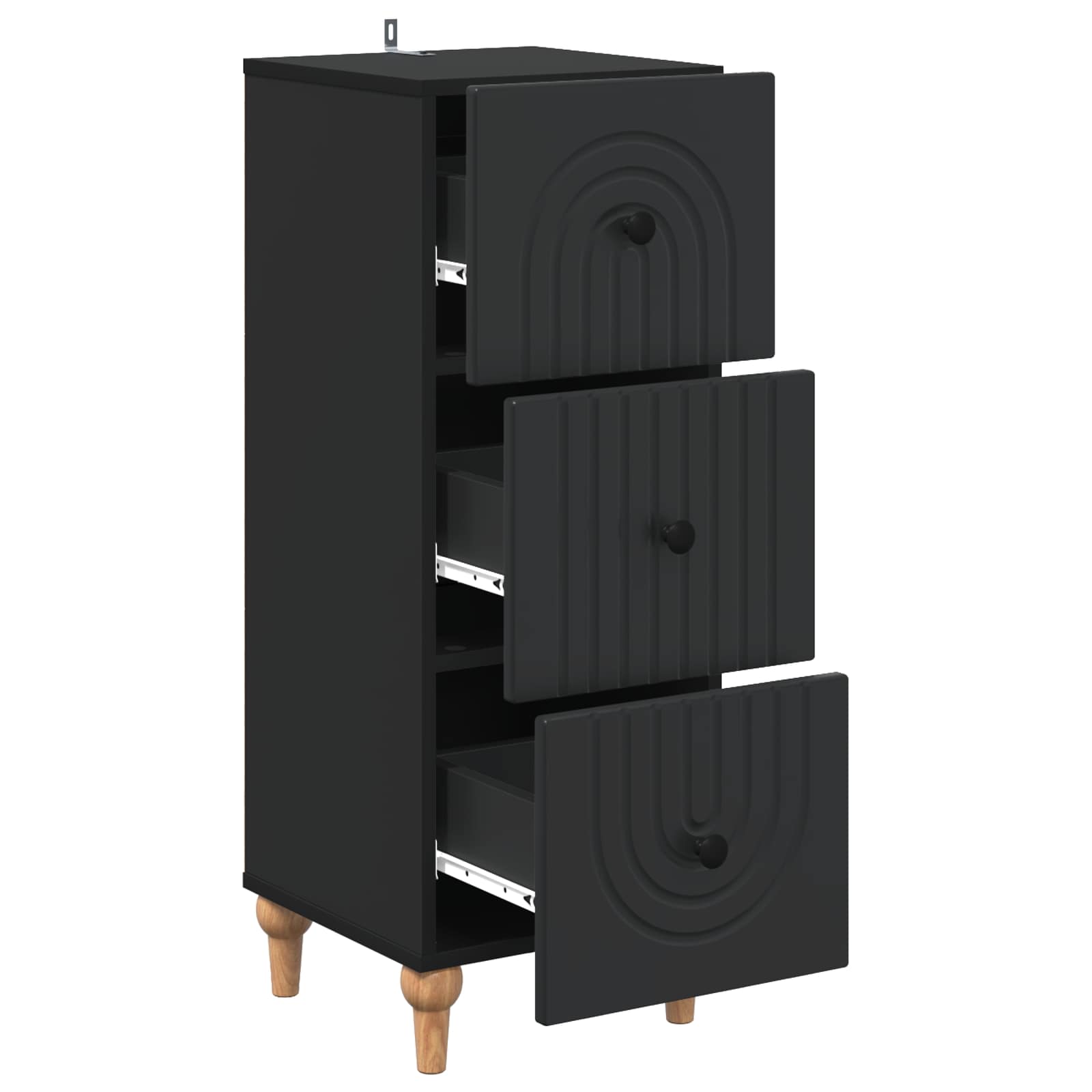 vidaXL Drawer Cabinet 33 x 34.5 x 90 cm Engineered Wood Black 5