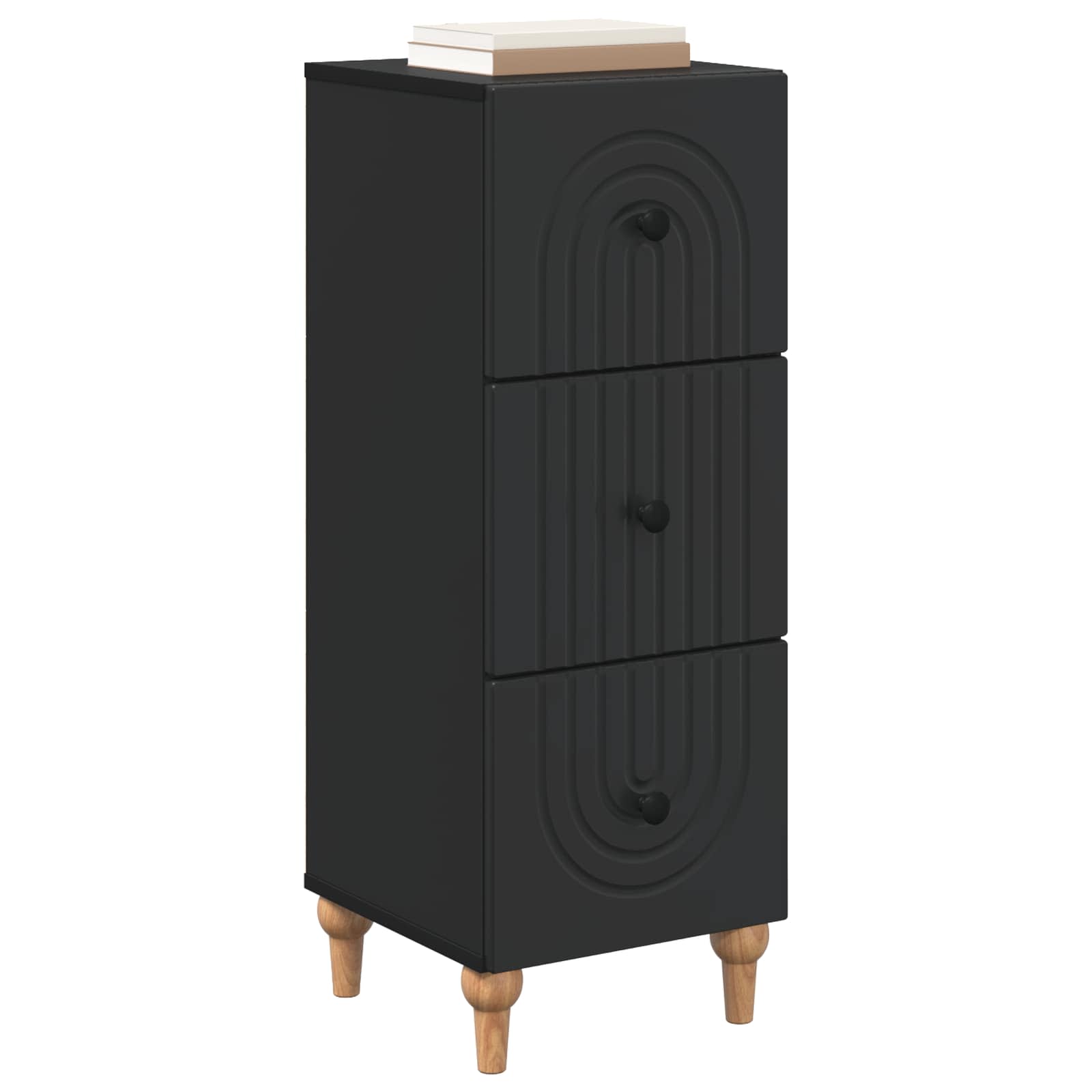 vidaXL Drawer Cabinet 33 x 34.5 x 90 cm Engineered Wood Black 3