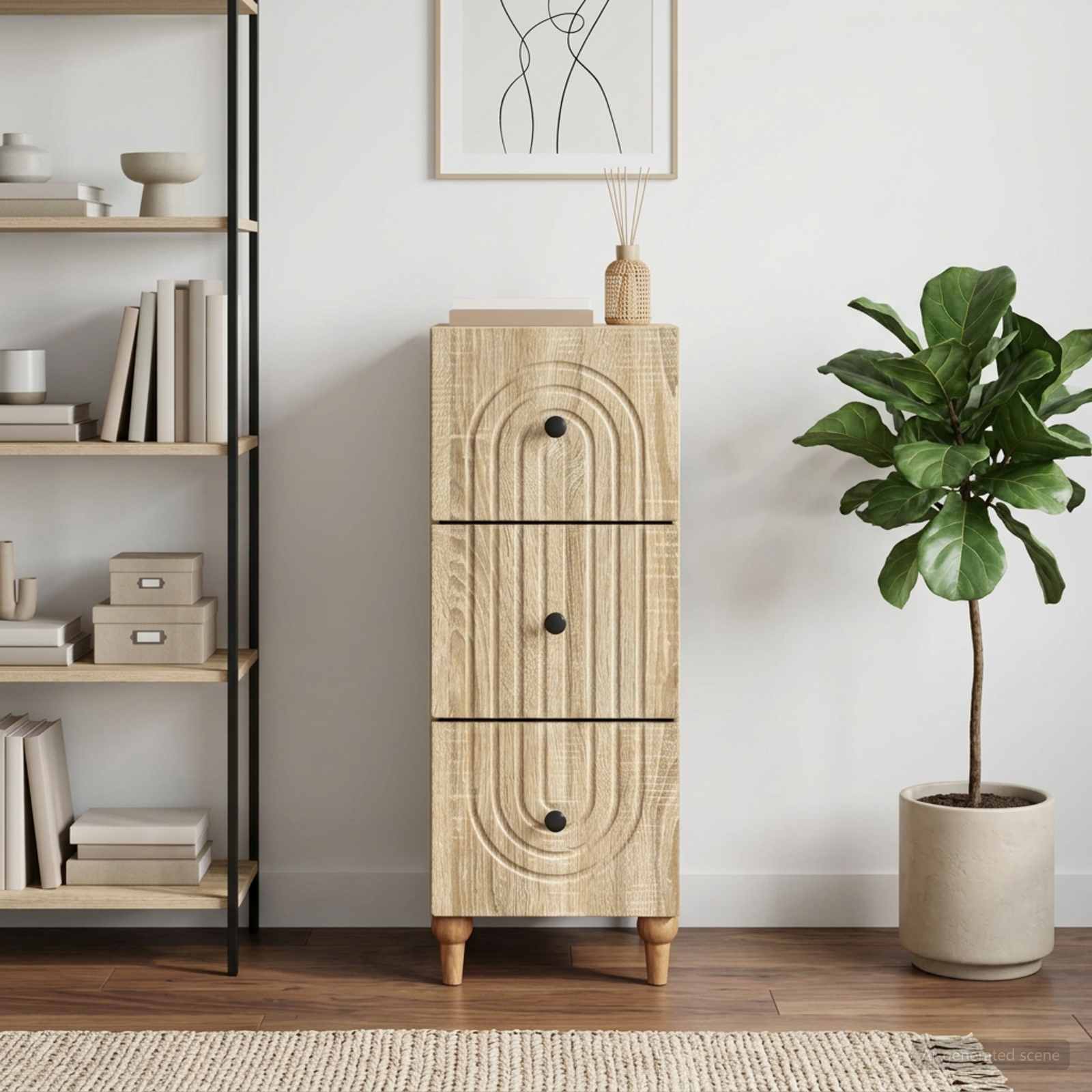 vidaXL Drawer Cabinet 33 x 34.5 x 90 cm Engineered Wood Sonoma Oak 1