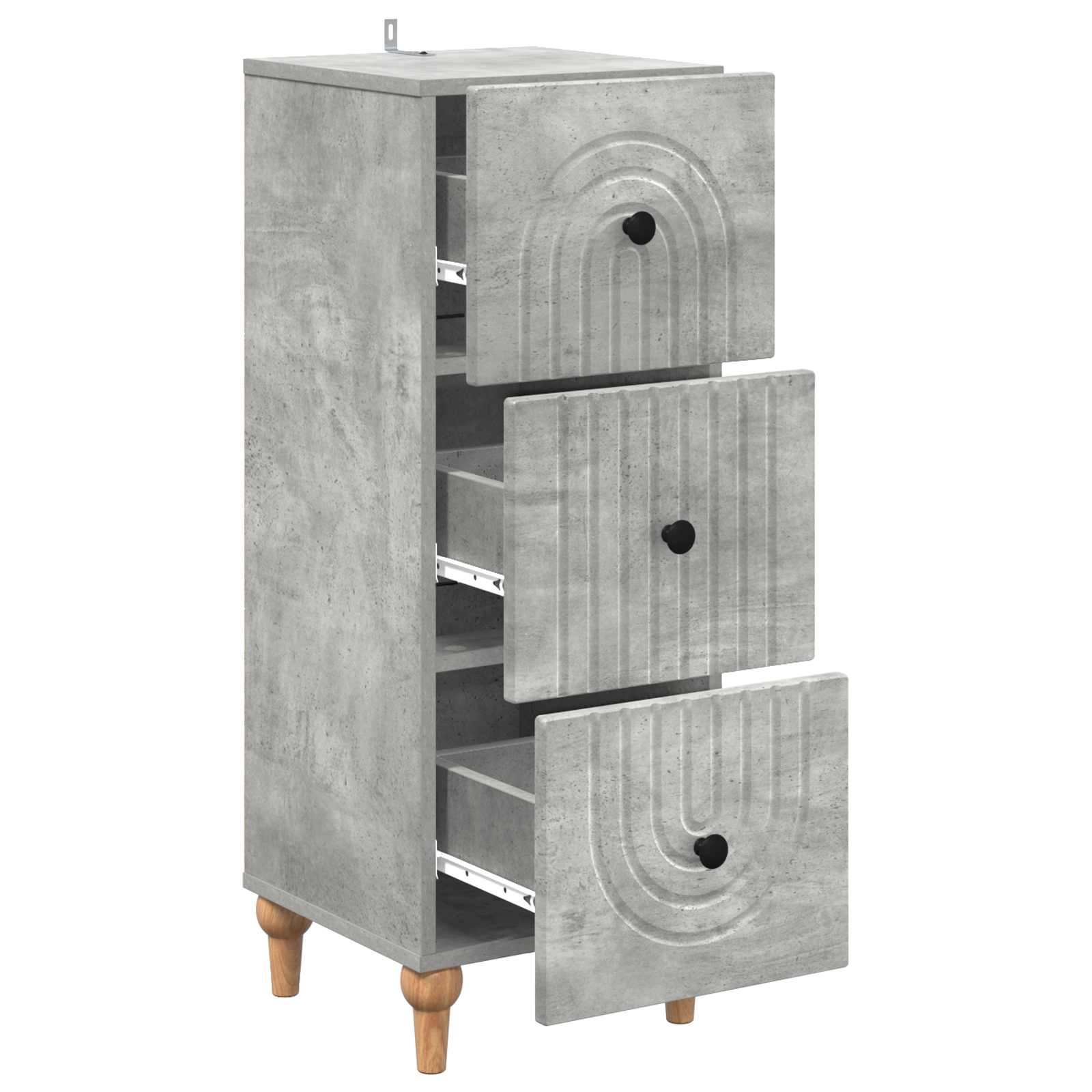 vidaXL Drawer Cabinet 33 x 34.5 x 90 cm Engineered Wood Concrete Grey 5