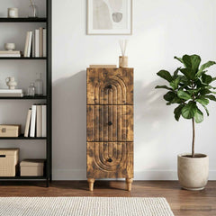 vidaXL Drawer Cabinet 33 x 34.5 x 90 cm Engineered Wood Smoked Oak 1