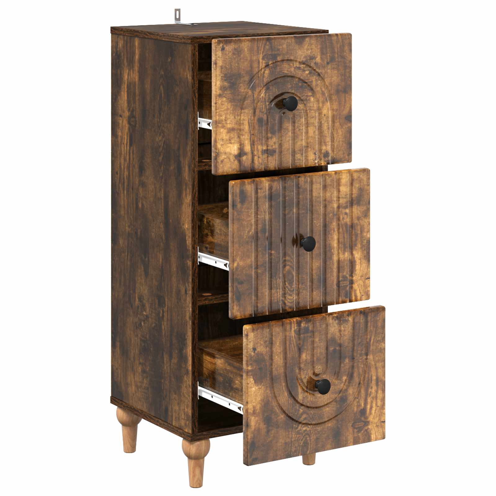 vidaXL Drawer Cabinet 33 x 34.5 x 90 cm Engineered Wood Smoked Oak 5