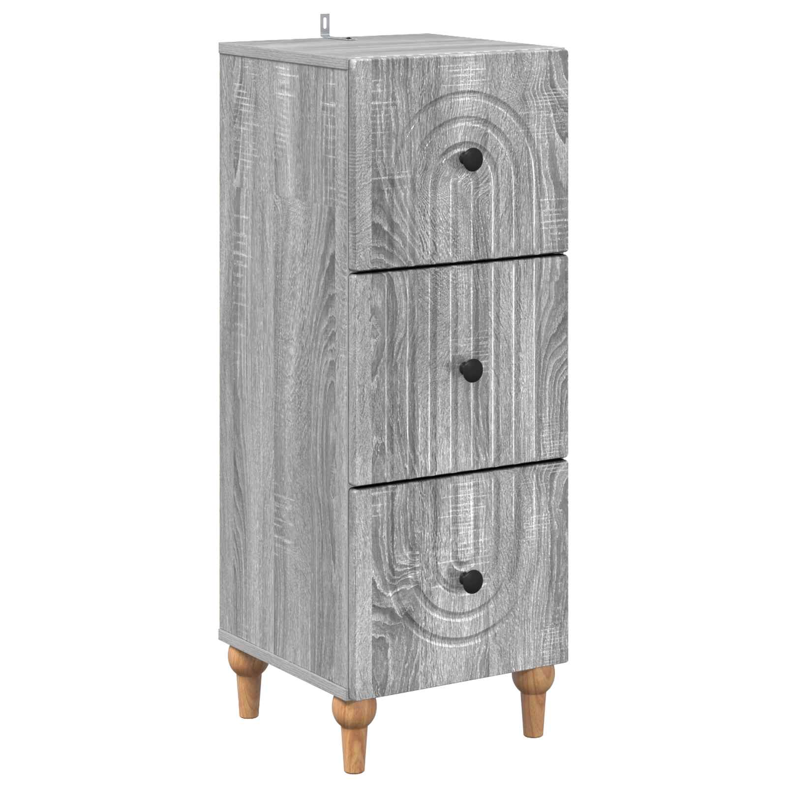 vidaXL Drawer Cabinet 33 x 34.5 x 90 cm Engineered Wood Grey Sonoma 2