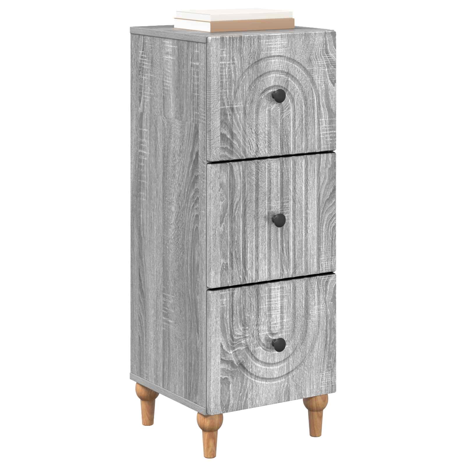 vidaXL Drawer Cabinet 33 x 34.5 x 90 cm Engineered Wood Grey Sonoma 3