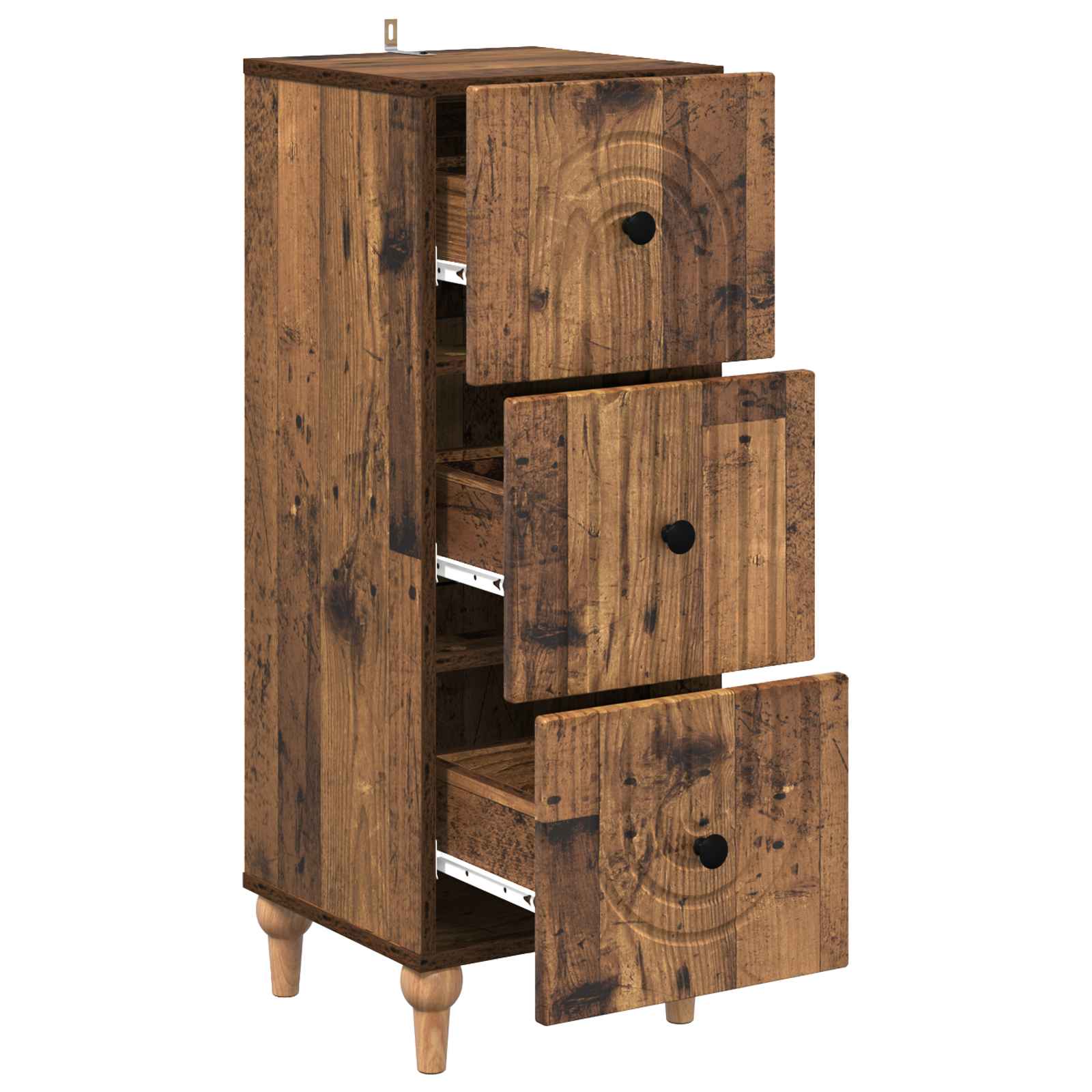 vidaXL Drawer Cabinet 33 x 34.5 x 90 cm Engineered Wood Old Wood 5