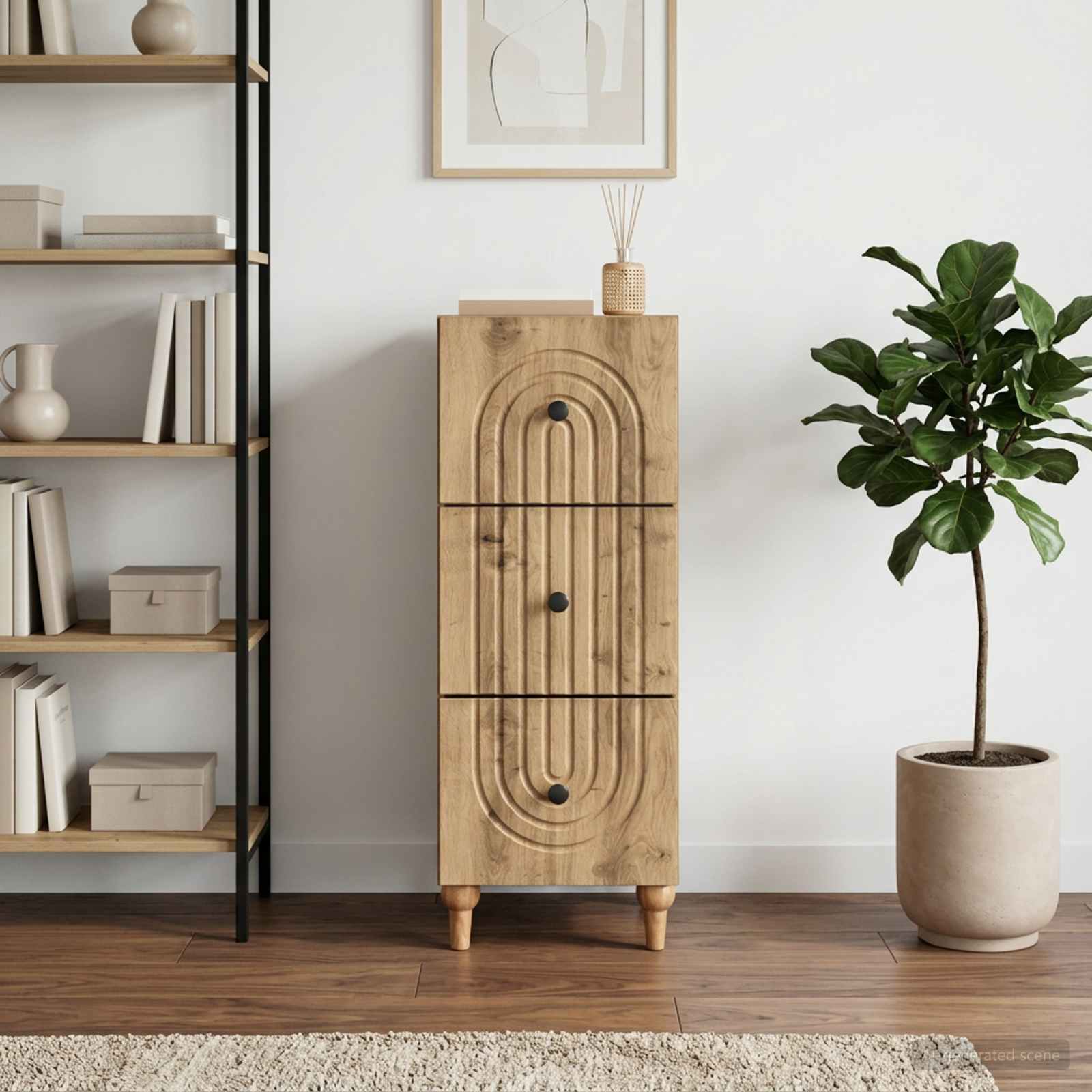 vidaXL Drawer Cabinet 33 x 34.5 x 90 cm Engineered Wood Artisan Oak 4