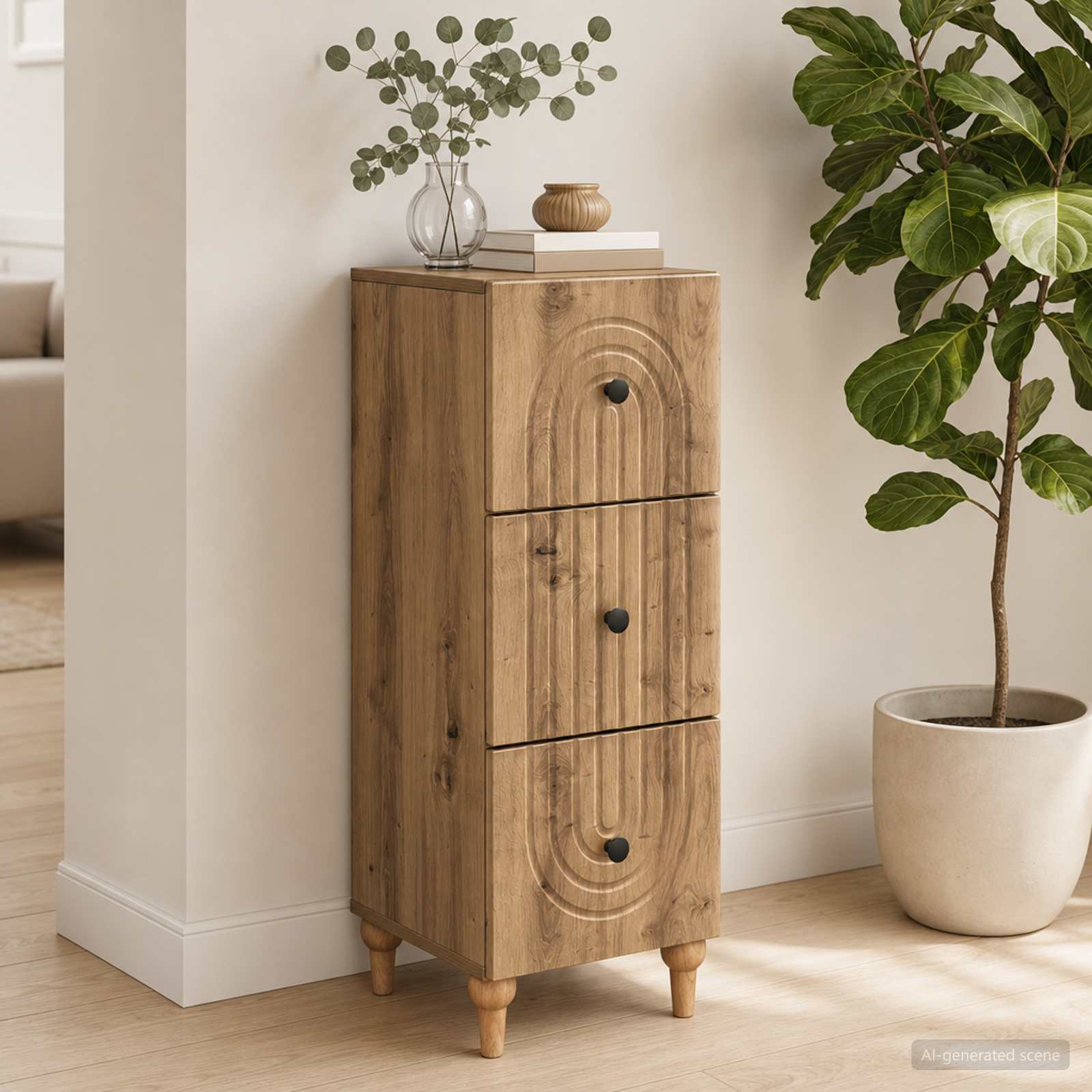 vidaXL Drawer Cabinet 33 x 34.5 x 90 cm Engineered Wood Artisan Oak 1