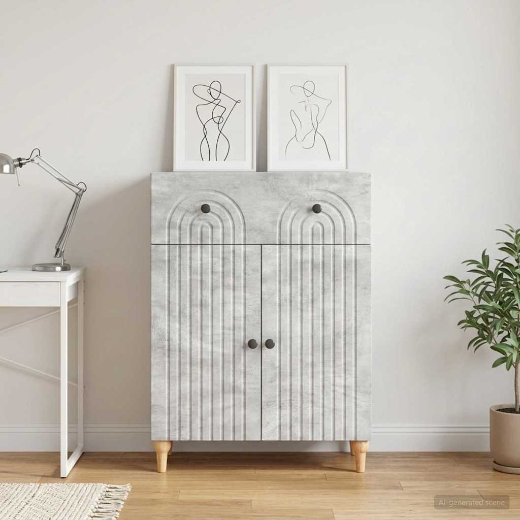 Sideboard 66 x 34.5 x 90 cm Engineered Wood Concrete grey