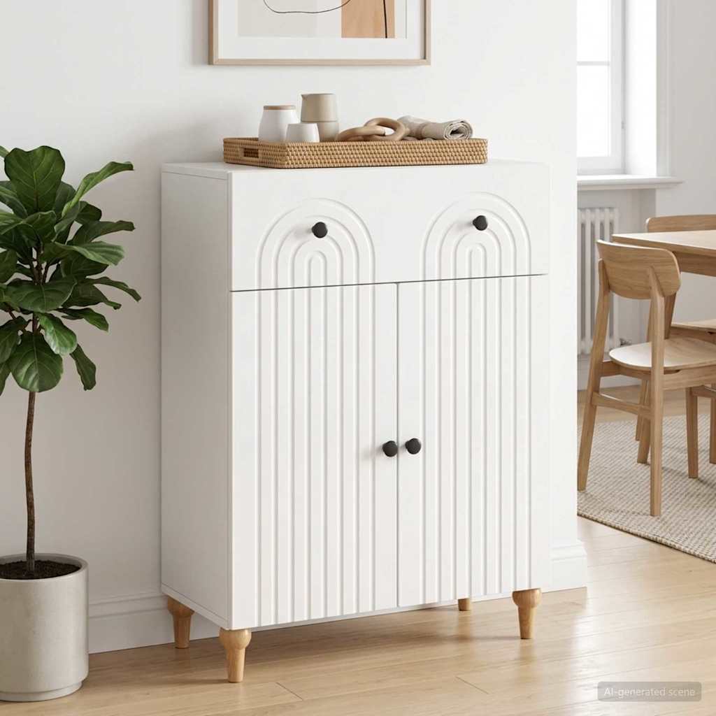 Sideboard 66 x 34.5 x 90 cm Engineered Wood High gloss white