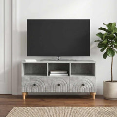 TV Cabinet 102 x 34.5 x 50 cm Engineered Wood Concrete grey