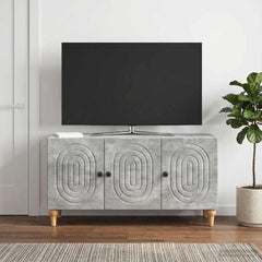 TV Cabinet 99 x 34.5 x 50 cm Engineered Wood Concrete grey