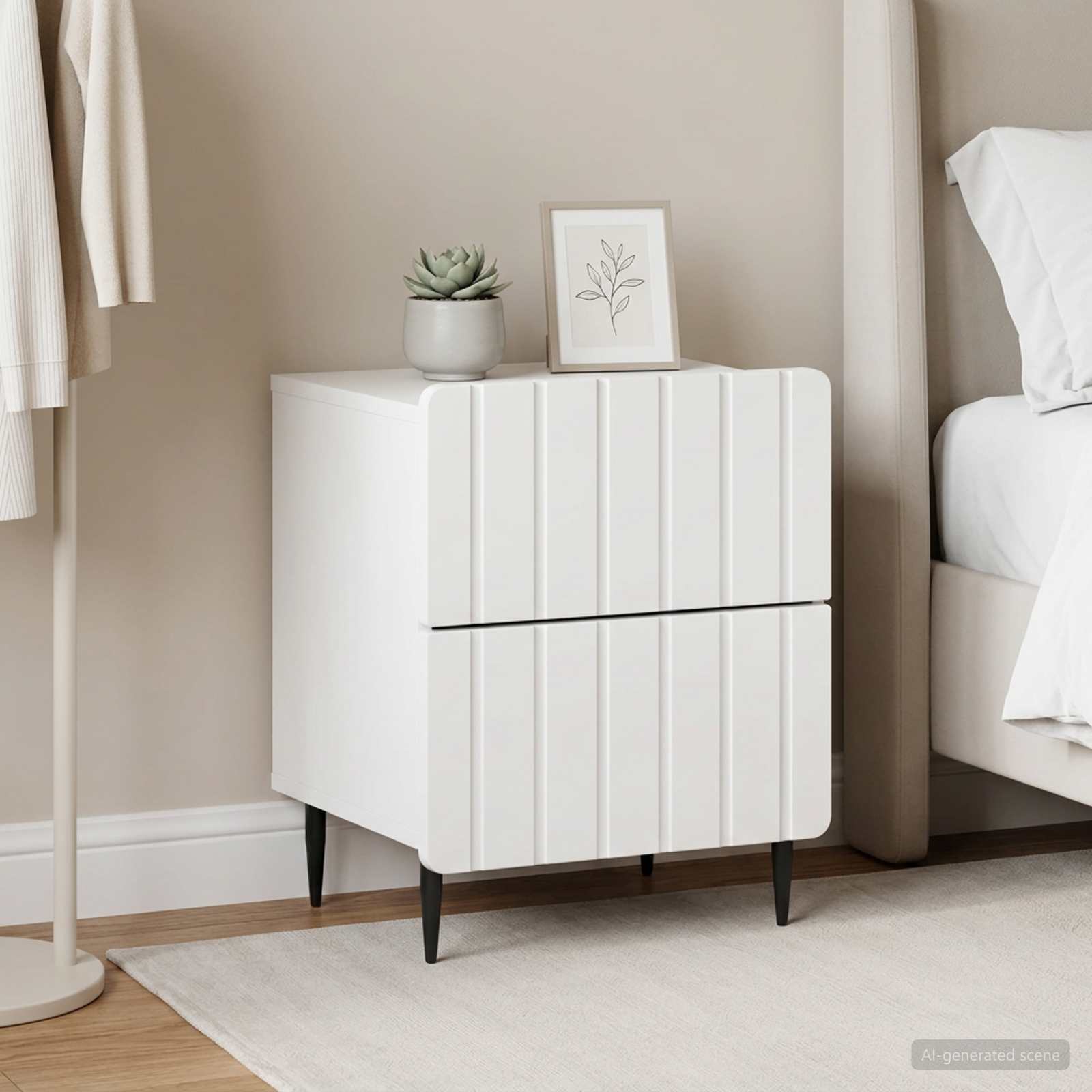 vidaXL Bedside Cabinet 2 pcs White 43 x 34.5 x 49.5 cm Engineered Wood 4