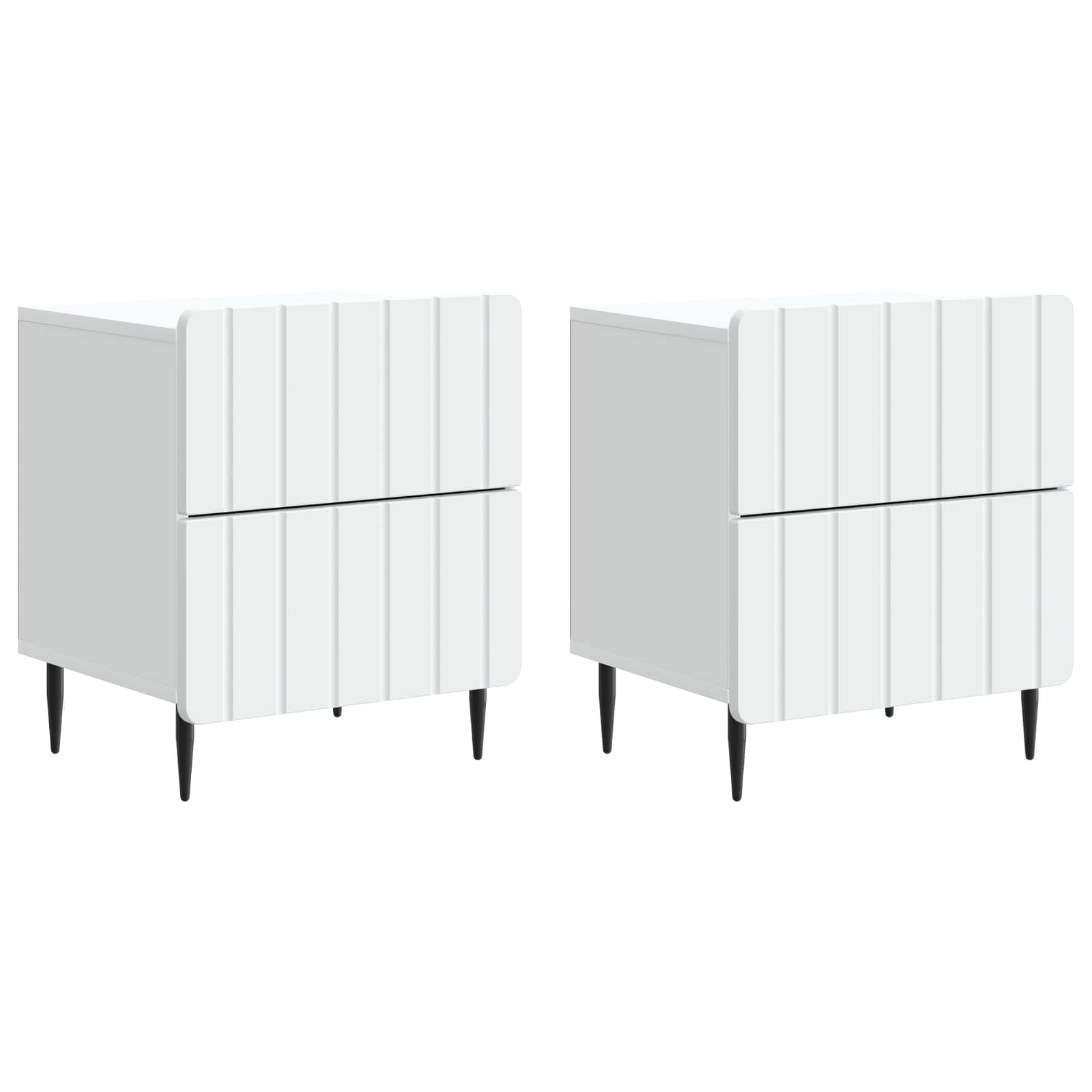 vidaXL Bedside Cabinet 2 pcs White 43 x 34.5 x 49.5 cm Engineered Wood 2