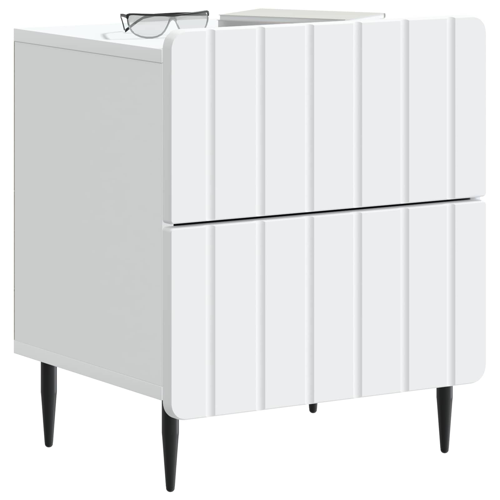 vidaXL Bedside Cabinet 2 pcs White 43 x 34.5 x 49.5 cm Engineered Wood 3