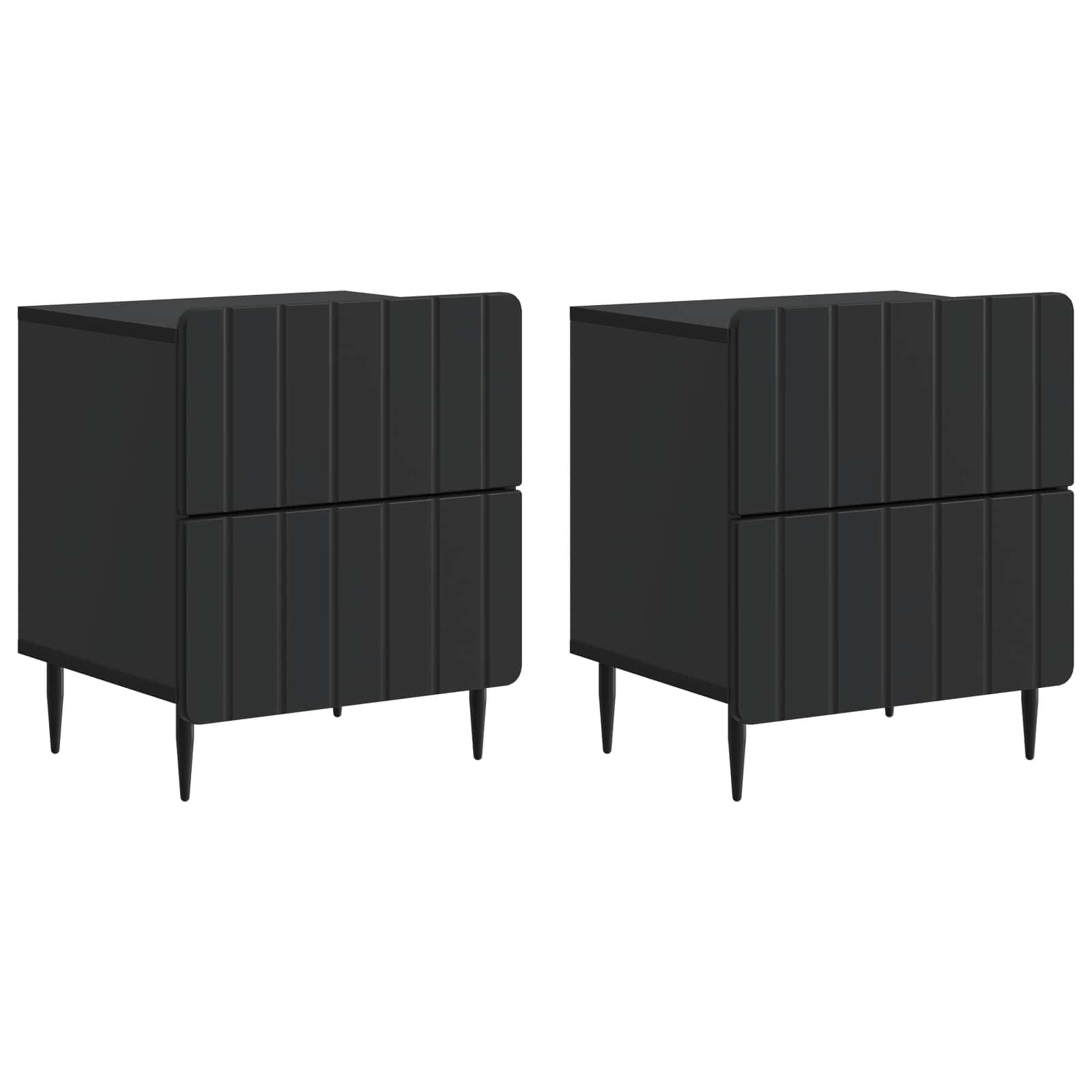 vidaXL Bedside Cabinet 2 pcs Black 43 x 34.5 x 49.5 cm Engineered Wood 2