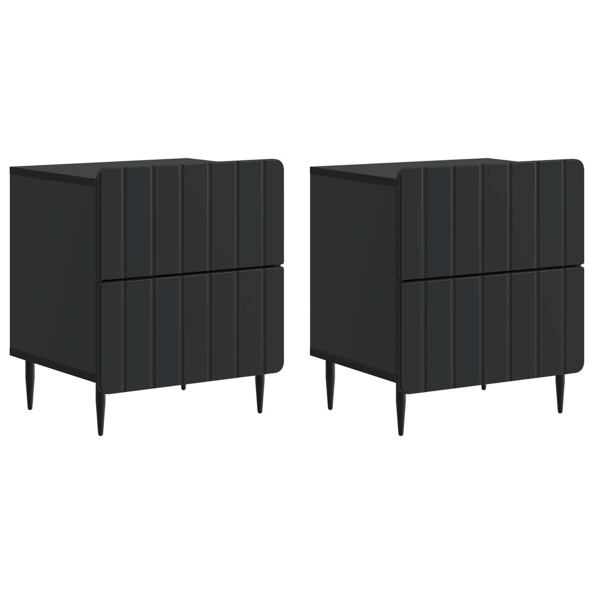 vidaXL Bedside Cabinet 2 pcs Black 43 x 34.5 x 49.5 cm Engineered Wood 2