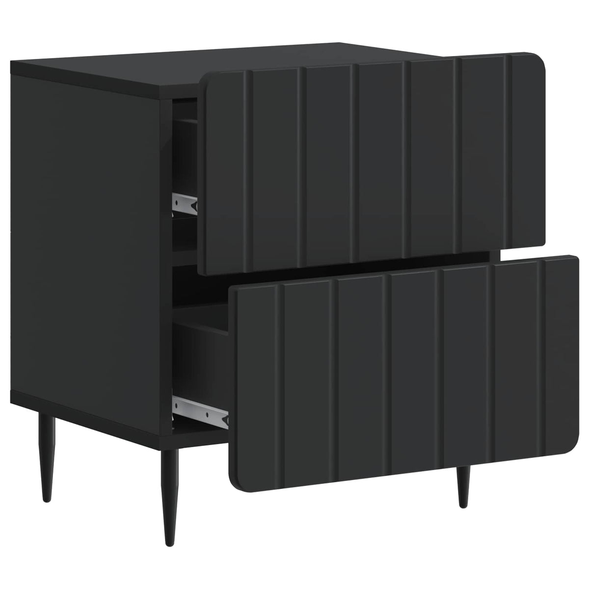 vidaXL Bedside Cabinet 2 pcs Black 43 x 34.5 x 49.5 cm Engineered Wood 6