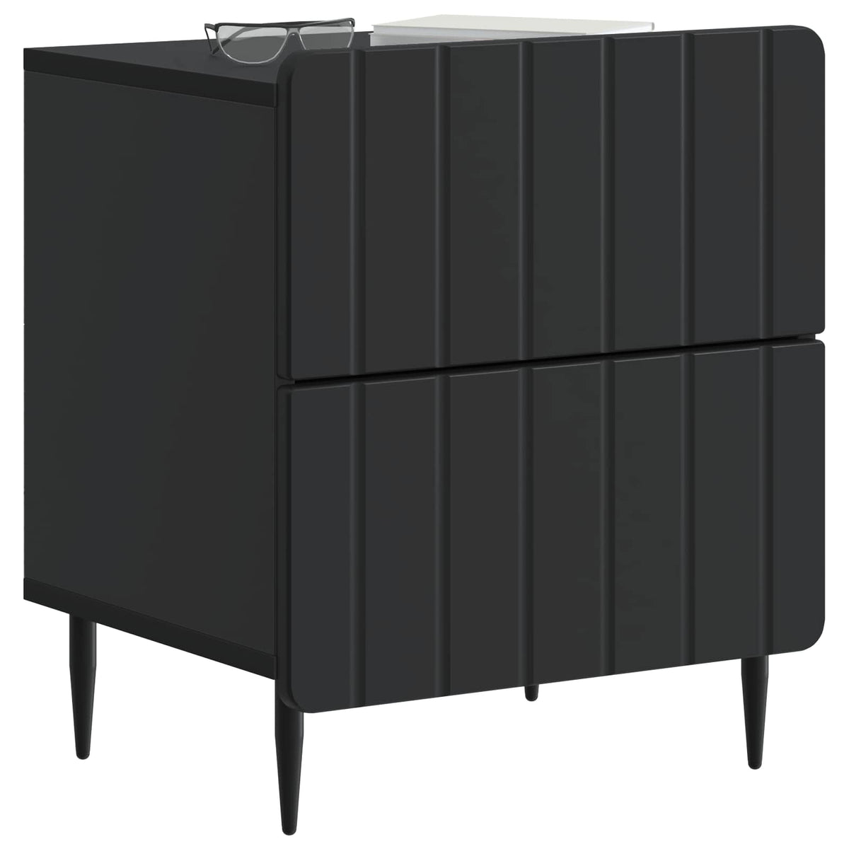 vidaXL Bedside Cabinet 2 pcs Black 43 x 34.5 x 49.5 cm Engineered Wood 3