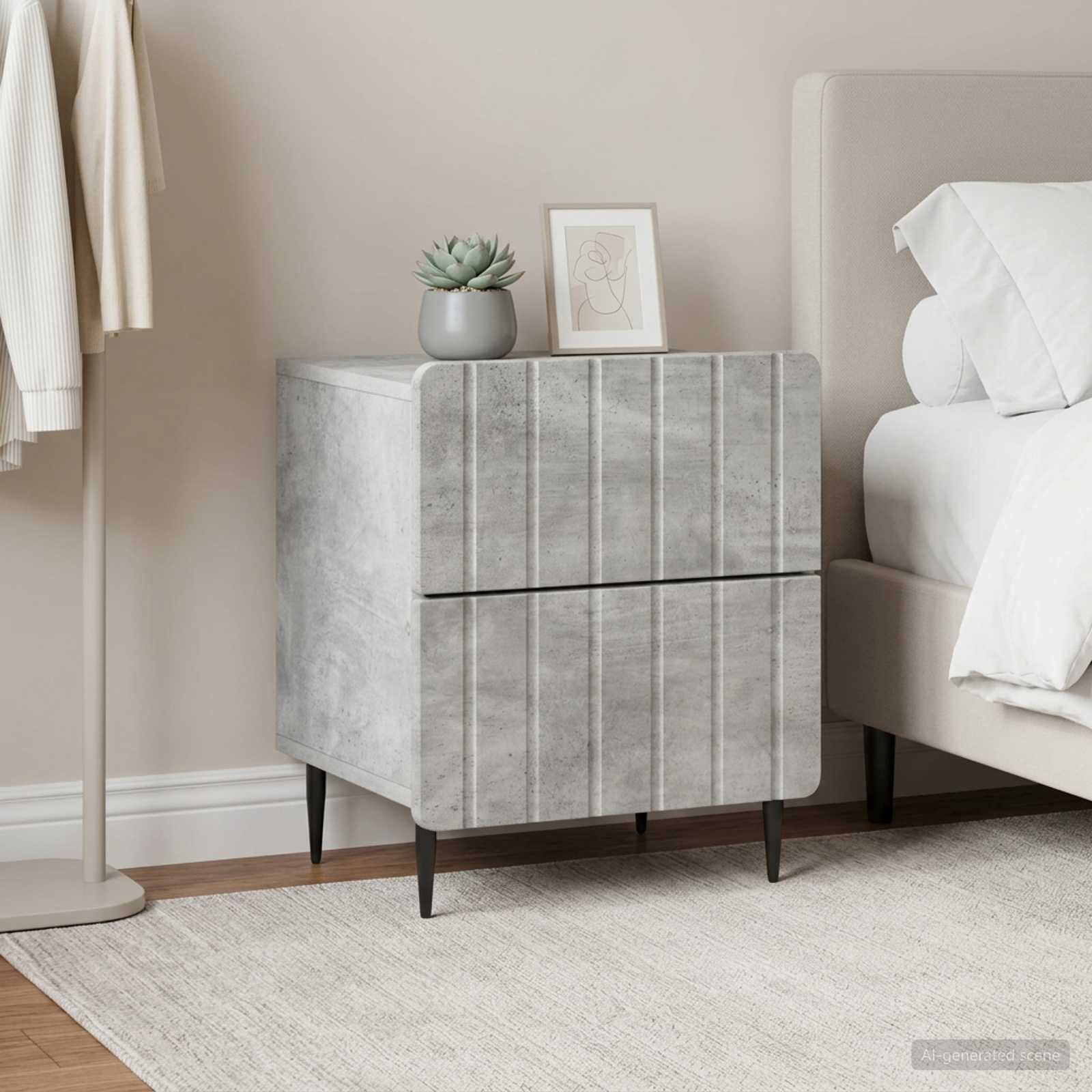 vidaXL Bedside Cabinet 2 pcs Concrete Grey 43 x 34.5 x 49.5 cm 4