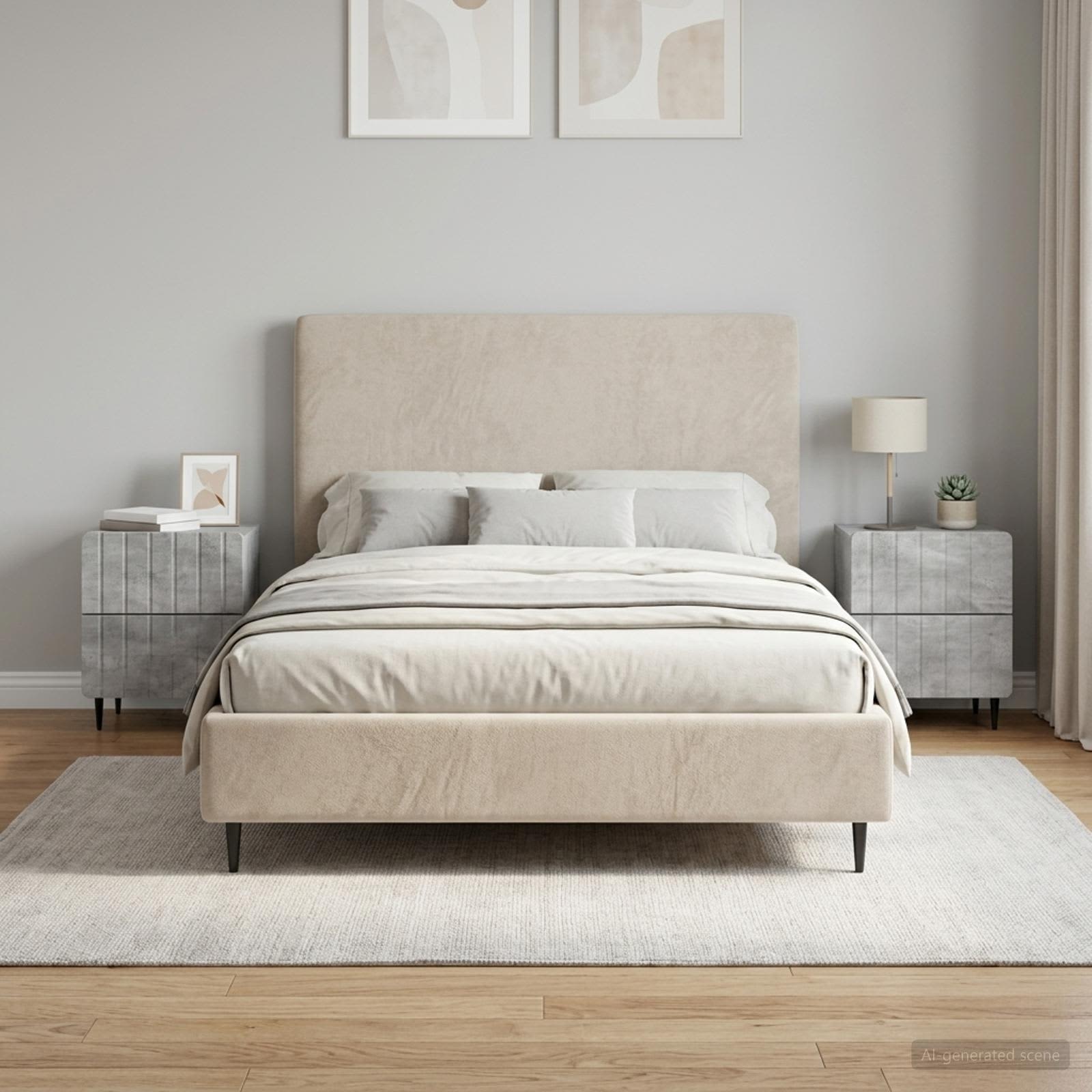vidaXL Bedside Cabinet 2 pcs Concrete Grey 43 x 34.5 x 49.5 cm 1