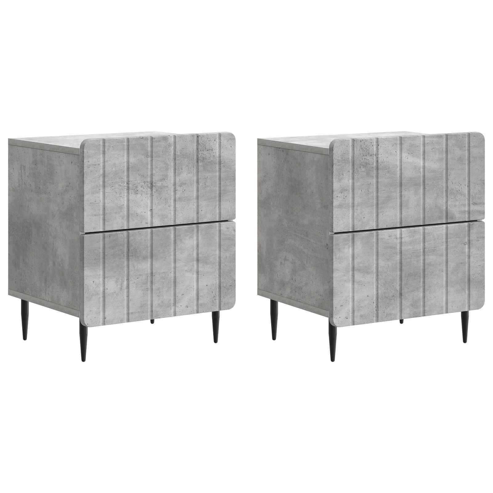 vidaXL Bedside Cabinet 2 pcs Concrete Grey 43 x 34.5 x 49.5 cm 2